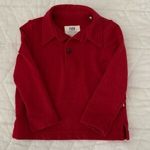 6-12 Month Little Sleepies Red Long Sleeve Polo Shirt